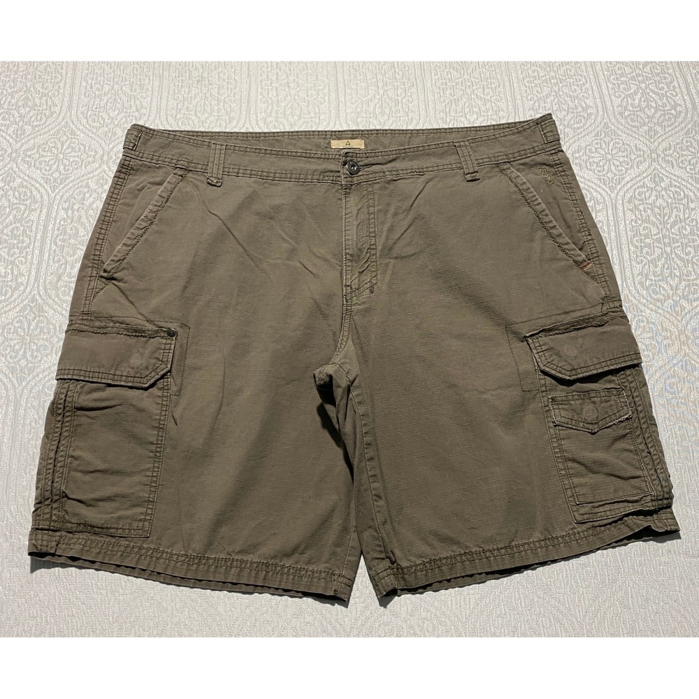 Ascend Mens 44 Ripstop Cargo Shorts Olive Brown Cotton Outdoor Hiking